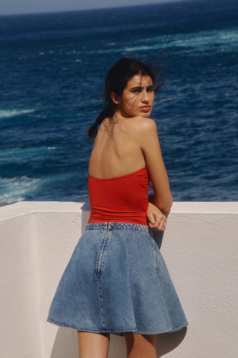 Denim Circle Skirt, Alternate, color, Denim blue