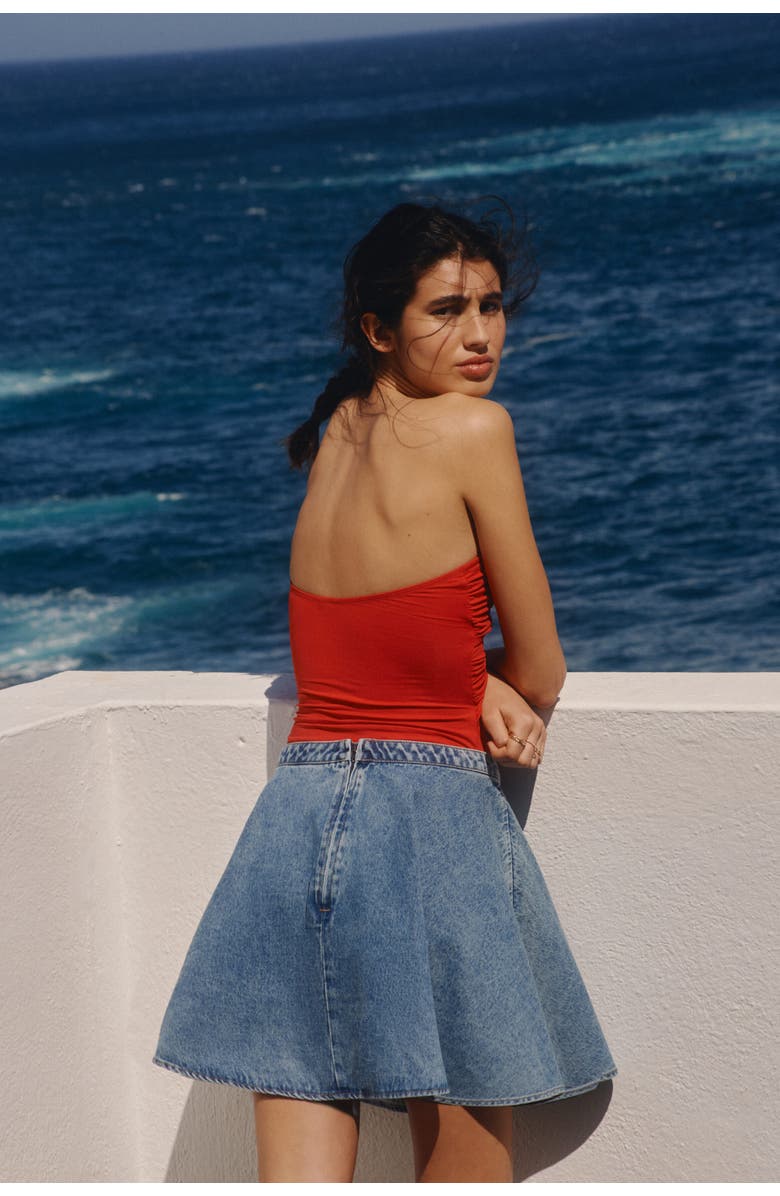 H&M Circle-cut Denim Skirt, Alternate, color, Denim Blue