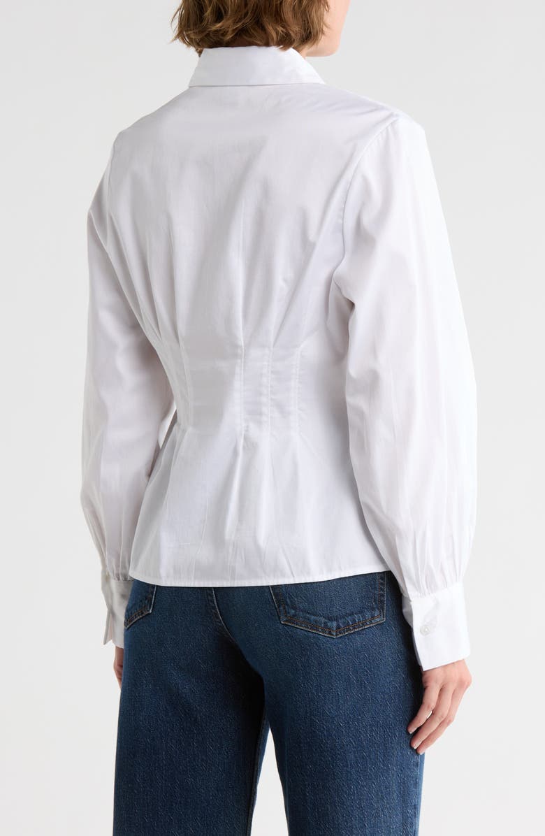 Pleated Waist Cotton Poplin Button-Up Shirt