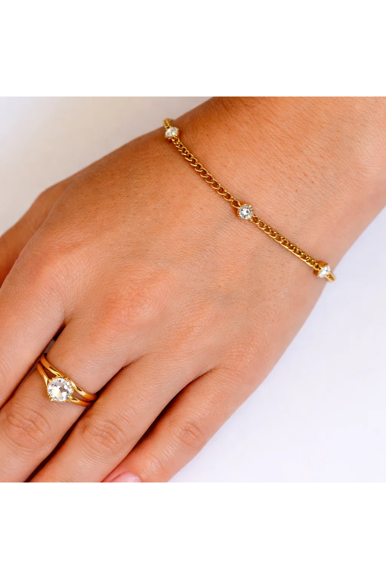 Seraphina Bezel Link Bracelet, Alternate, color, Gold