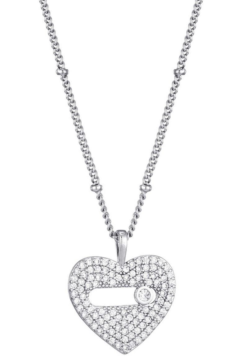 Cubic Zirconia Heart Pendant Necklace, Main, color, SILVER