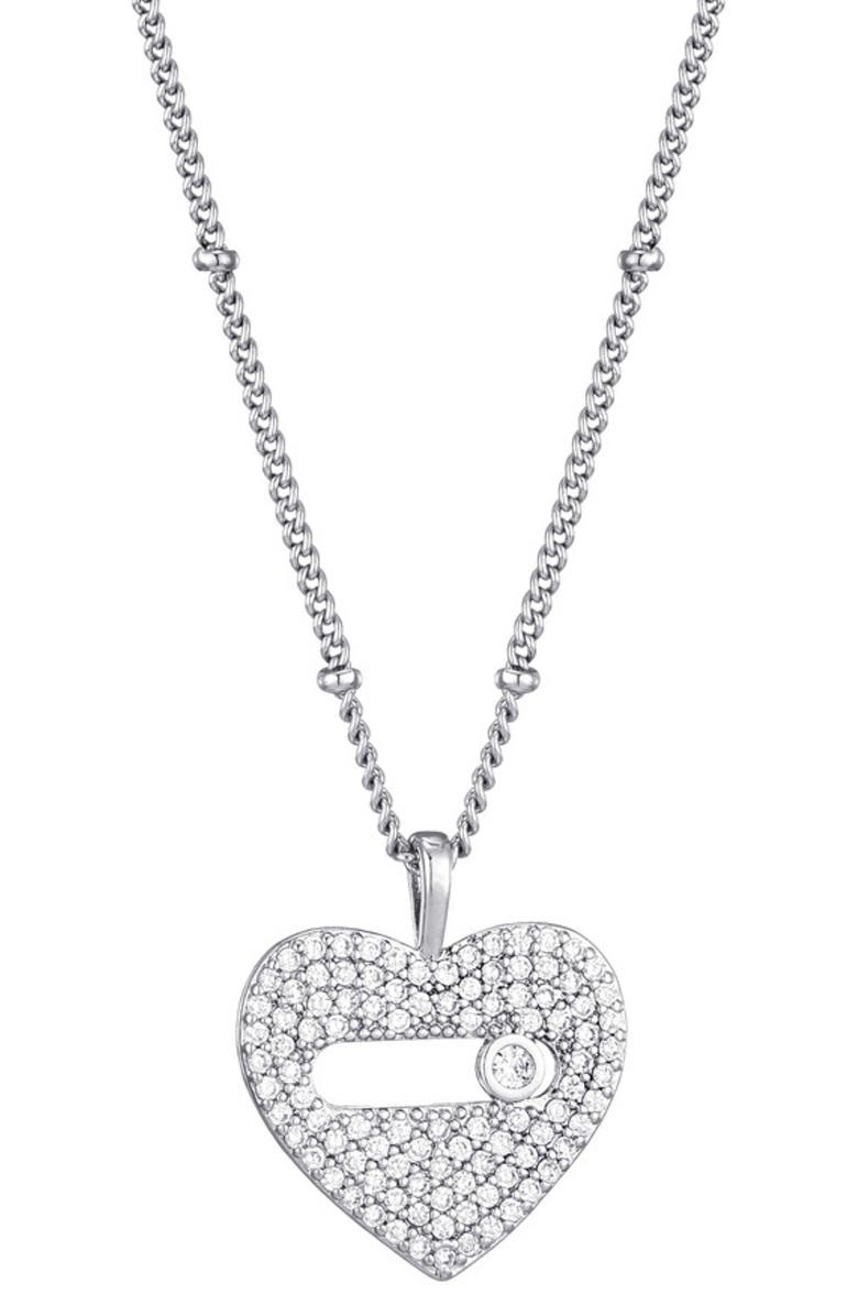 Adornia Cubic Zirconia Heart Pendant Necklace, Main, color, Silver