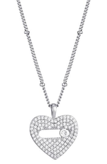 Adornia Cubic Zirconia Heart Pendant Necklace In Silver