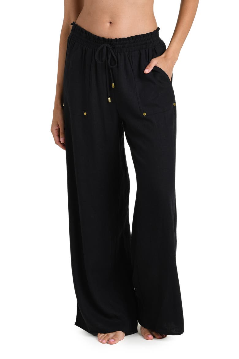 Beach Cover-Up Pants, Main, color, BLACK