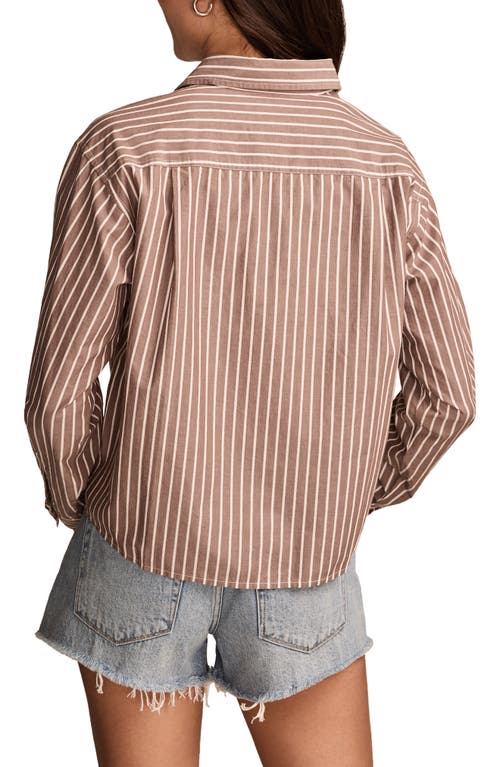 Lucky Brand Stripe Crop Poplin Button-up Shirt In Brown Stripe