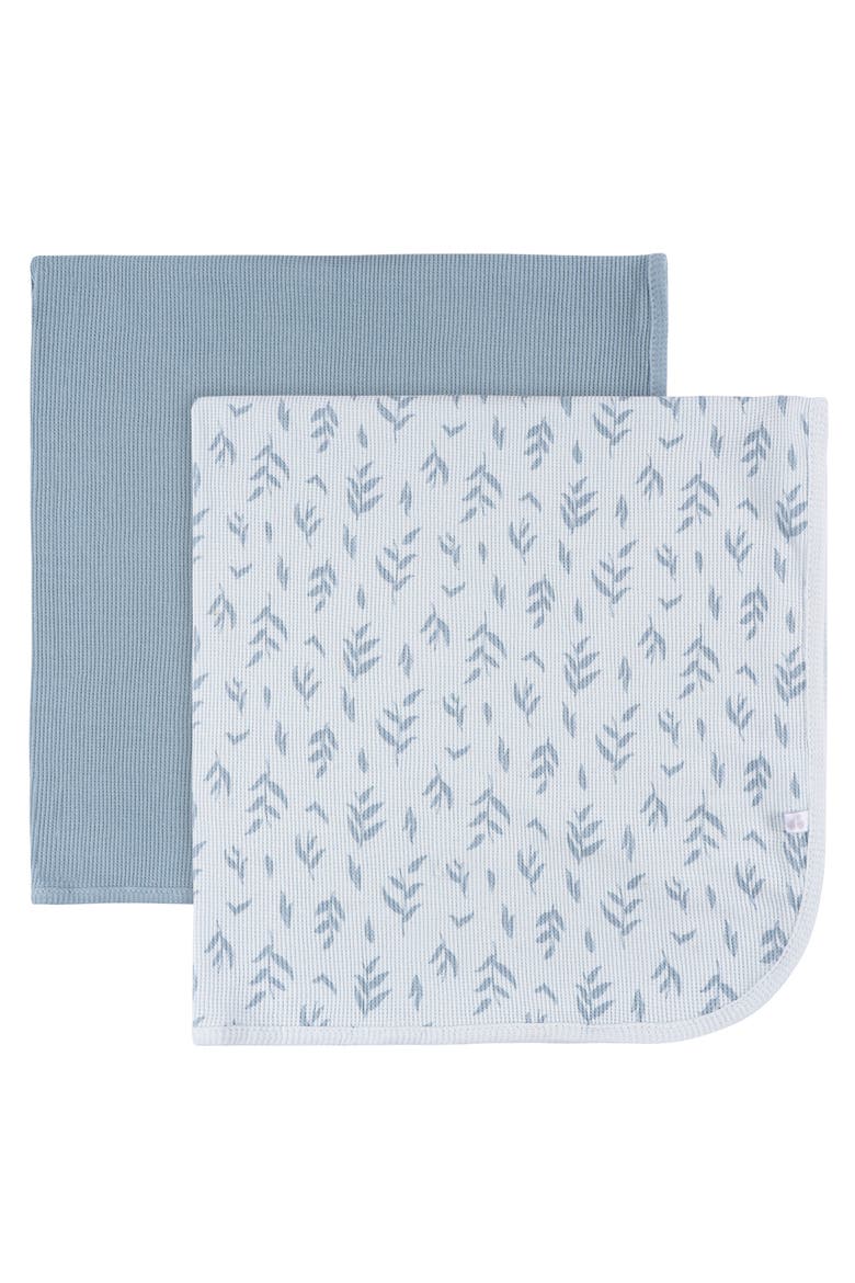 Blue Cotton Blankets 2-Pack Set, Main, color, Blue Leaf