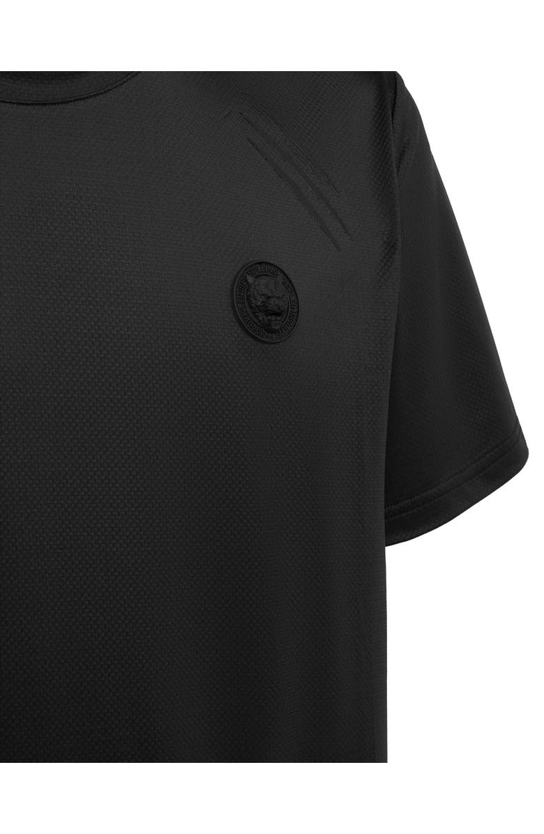 PLEIN SPORT Perforated Dry Fit Round Neck T-Shirt, Alternate, color, Black