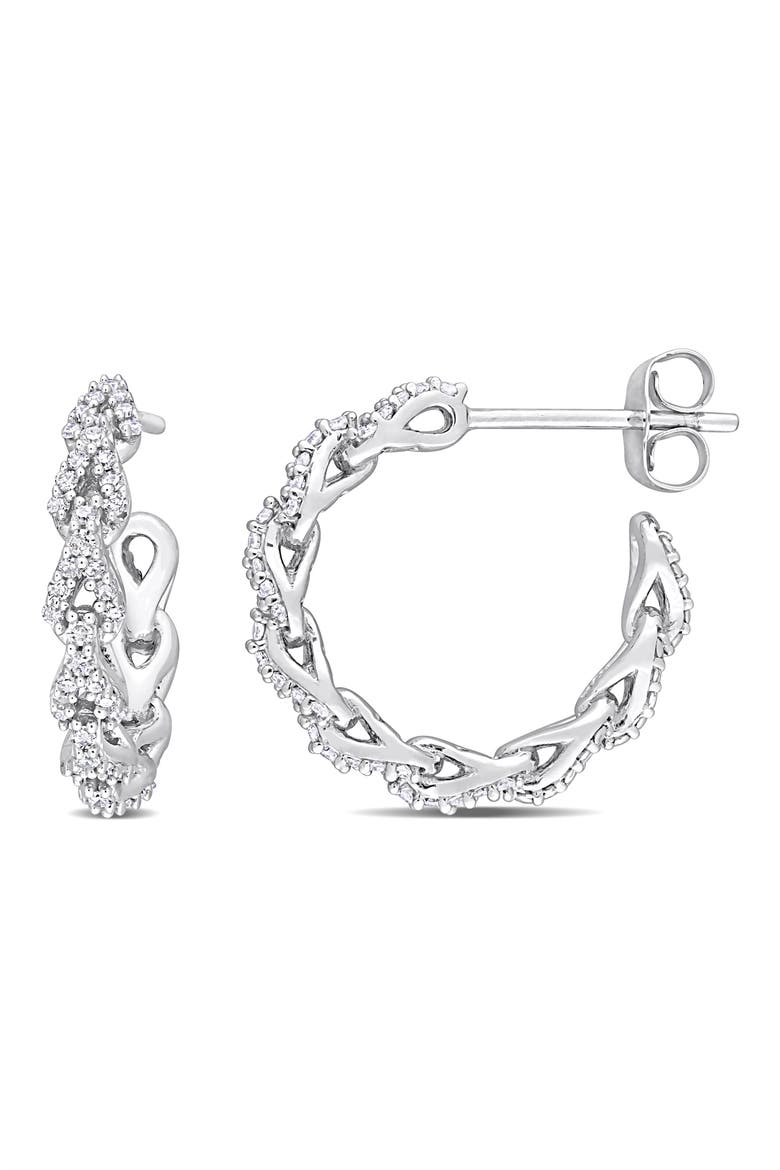 Diamond Hoop Earrings - 0.32ct., Main, color, SILVER