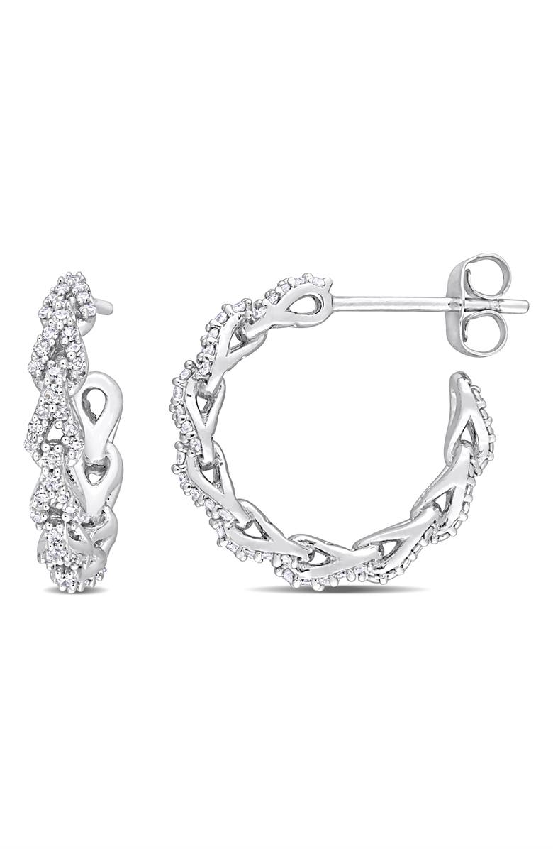 DELMAR Diamond Hoop Earrings - 0.32ct., Main, color, Silver