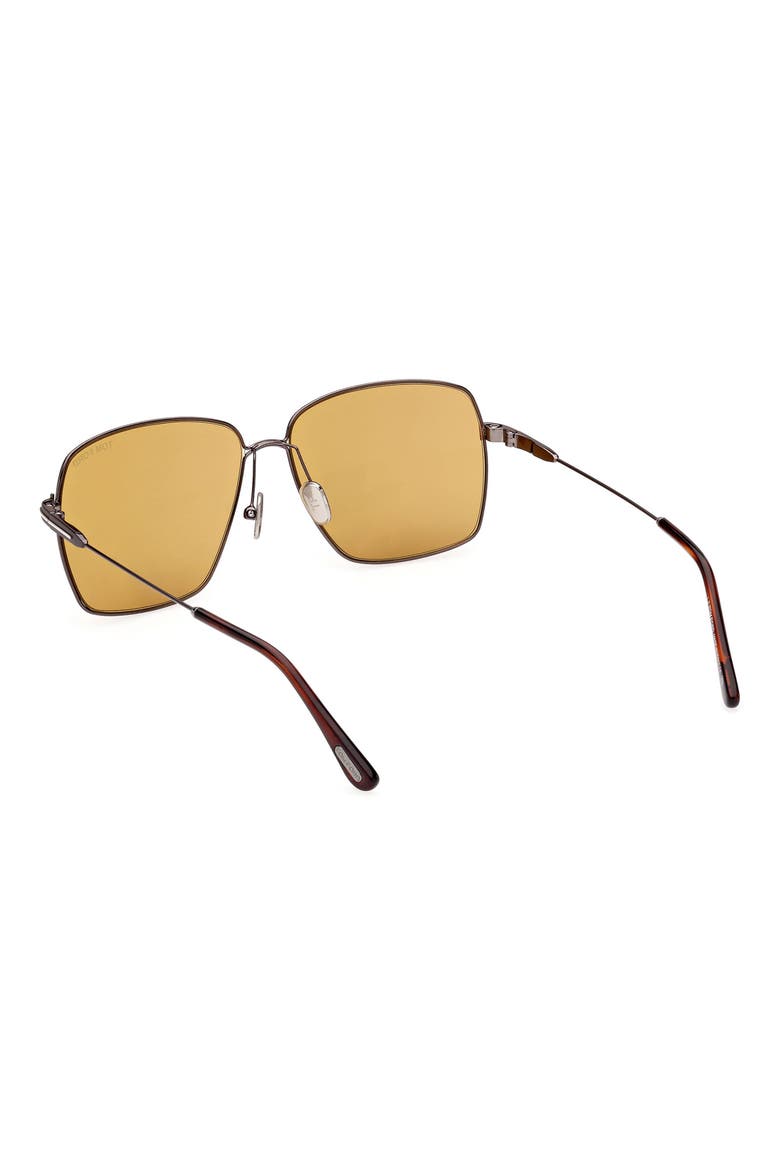 58mm Square Sunglasses, Alternate, color, SHINY GUNMETAL / BROWN