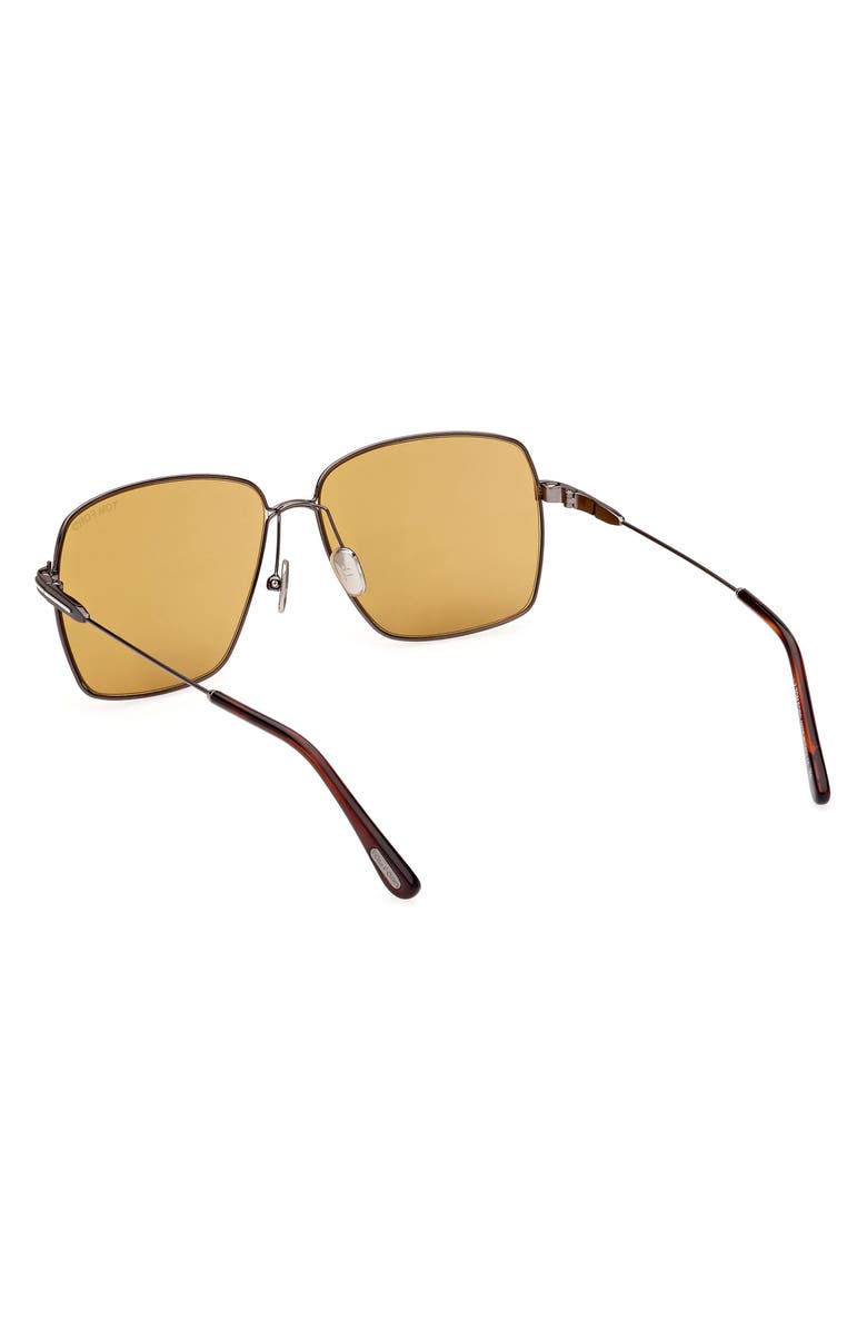 TOM FORD 58mm Square Sunglasses, Alternate, color, Shiny Gunmetal / Brown