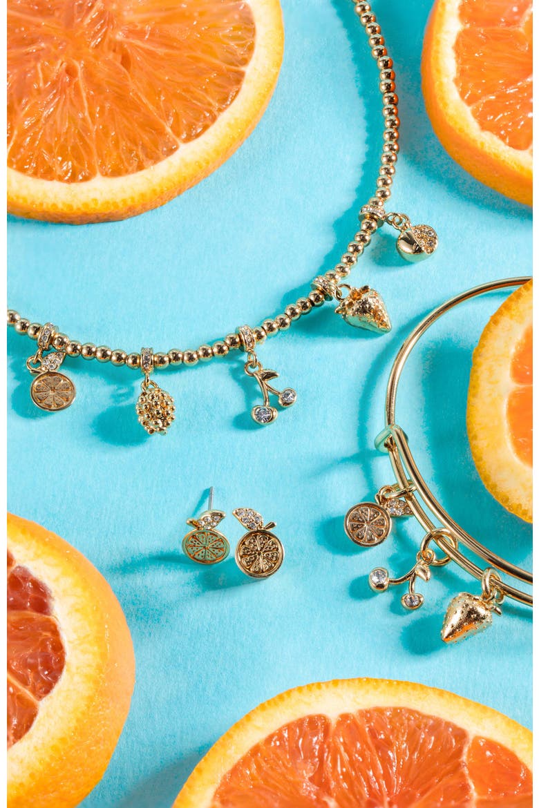 Summer Fruits Charm Bangle, Alternate, color, Gold