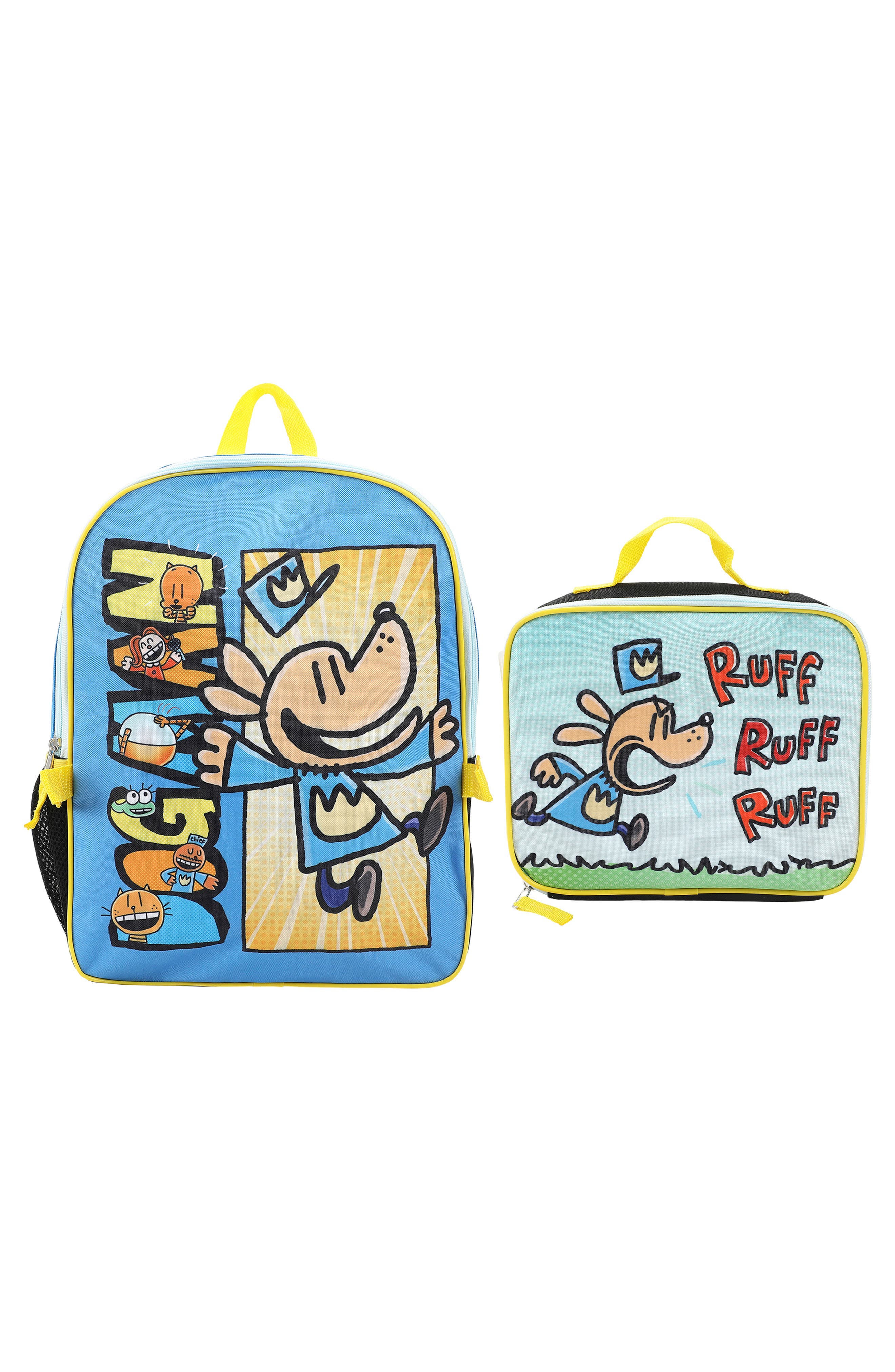 BIOWORLD Kids' Dog Man Backpack with Lunch Bag, Alternate, color, 