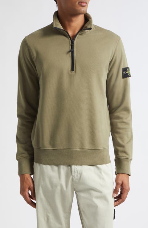 Compass Logo Patch Cotton Quarter Zip Sweatshirt