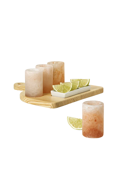 Uncommon Goods Himalayan Salt Tequila Glasses Set In Pinkish-orange