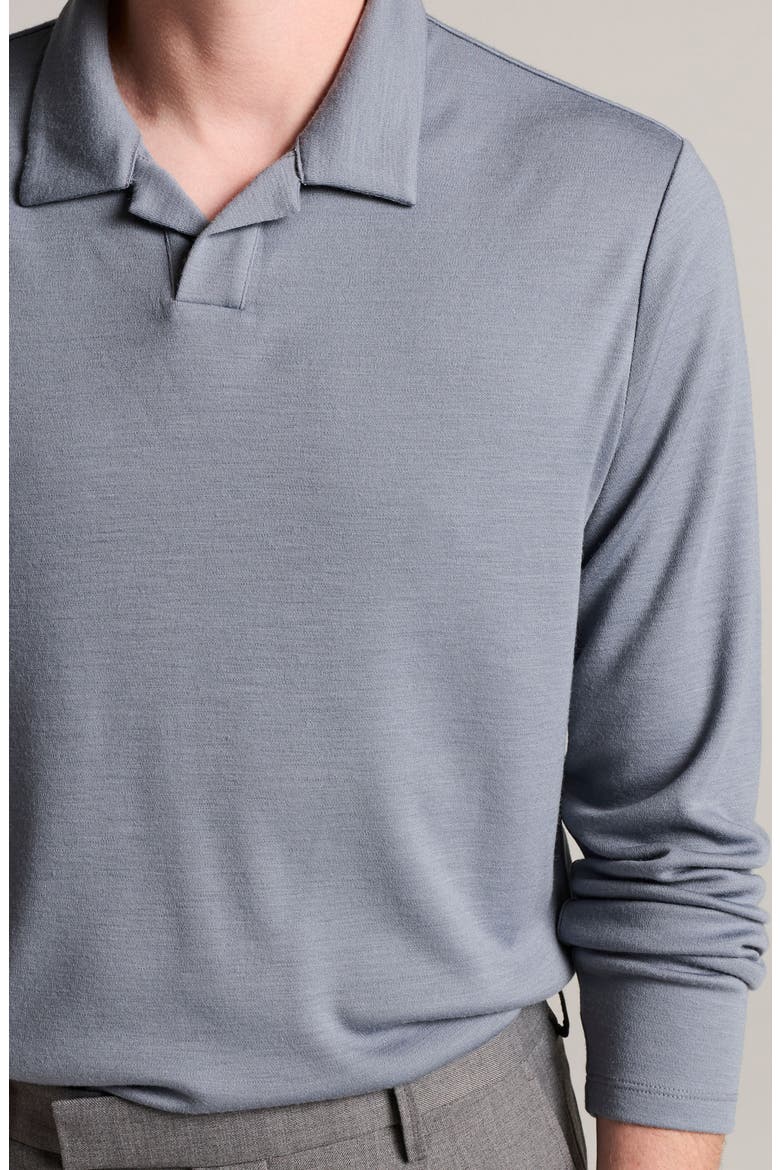 Wool Interlock Long Sleeve Johnny Polo, Alternate, color, LIGHT INK BLUE