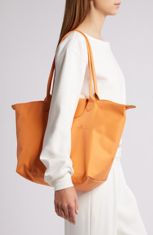 Longchamp Le Pliage Green Recycled Canvas Large Shoulder Tote In Orange