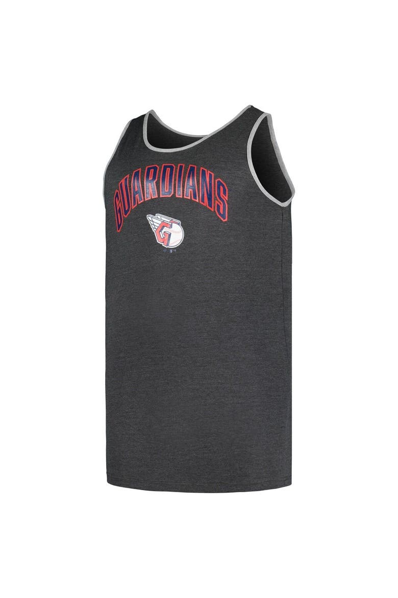 Men's Profile Heather Charcoal Cleveland Guardians Big & Tall Arch Over Logo Tank Top, Alternate, color, Heather Charcoal