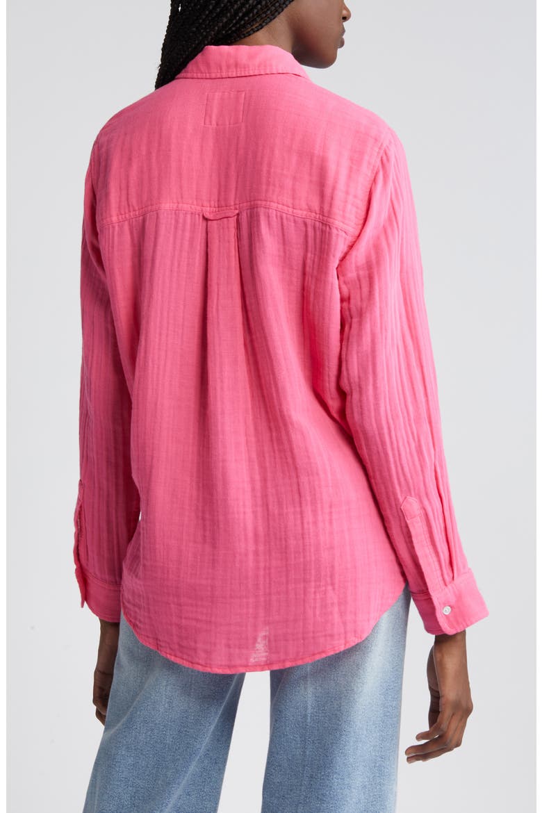 Ellis Cotton Gauze Button-Up Shirt, Alternate, color, HIBISCUS