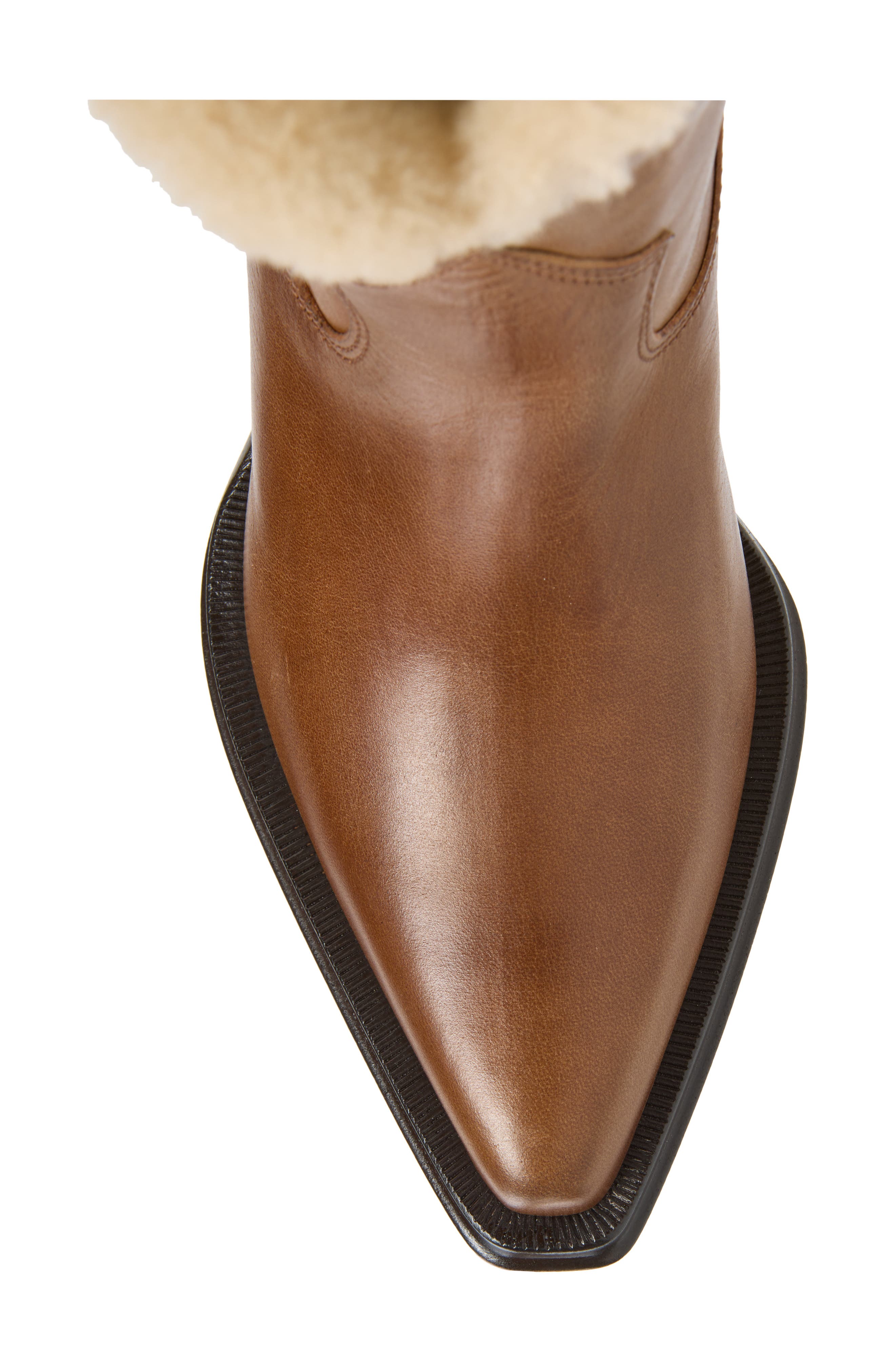 Azelan Genuine Shearling Cuff Western Boot, Alternate, color, AMBER BROWN