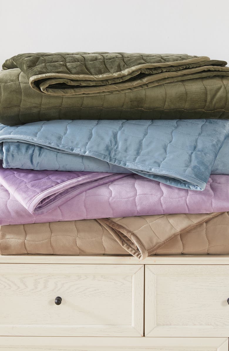 Woven & Weft Velvet Box Stitch Quilt Set, Alternate, color, Lavender