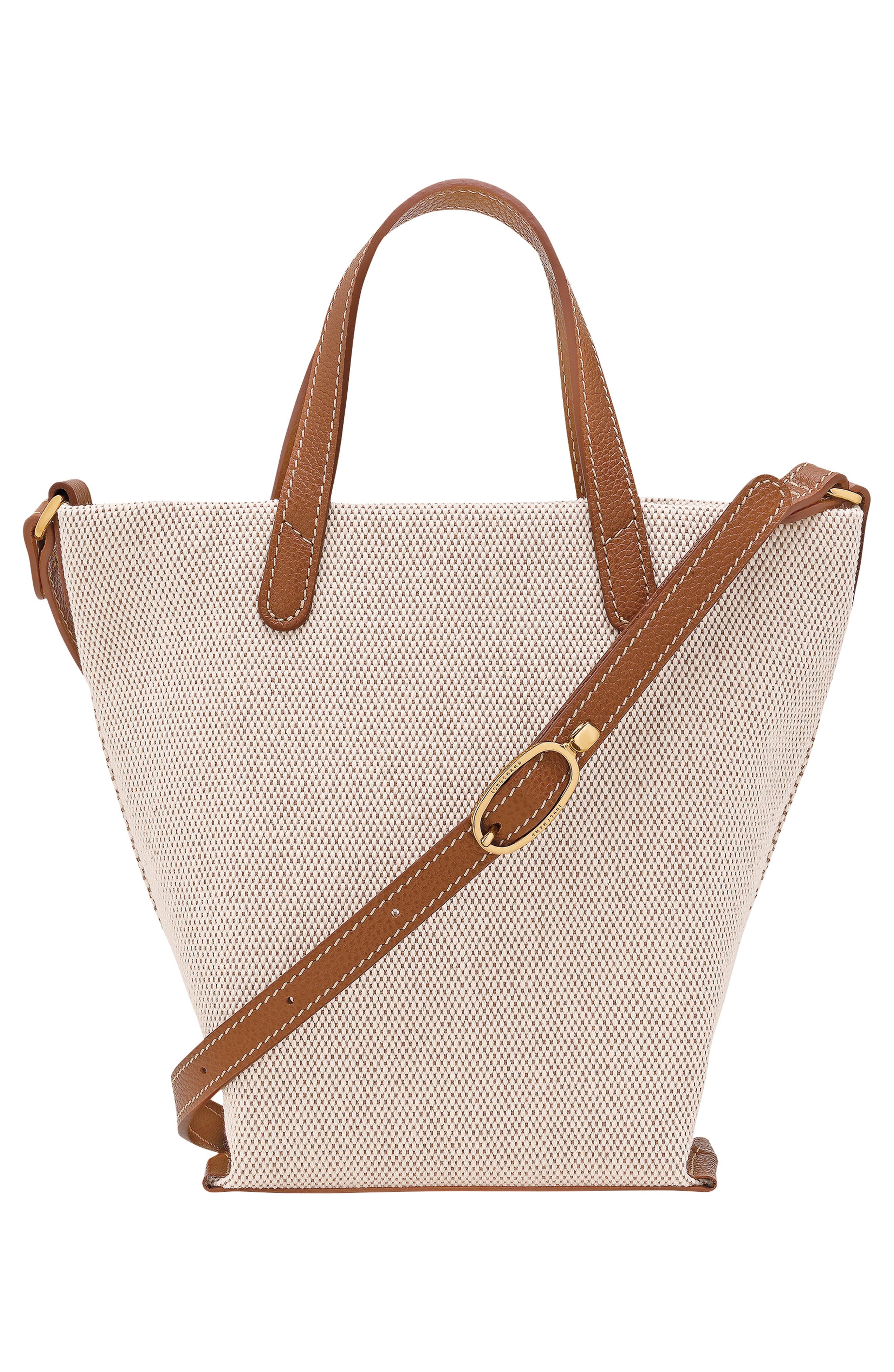 Longchamp Extra Small Le Foulonne Toile Cotton Canvas & Leather Tote, Alternate, color, Caramel