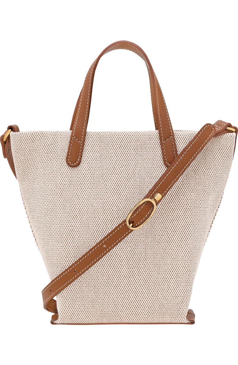 Longchamp Extra Small Le Foulonne Toile Cotton Canvas & Leather Tote, Alternate, color, Caramel