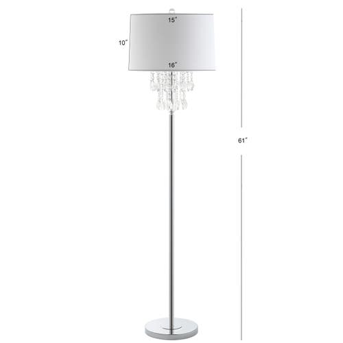 Jonathan Y Abigail 61" Crystal / Metal Led Floor Lamp, Clear/chrome