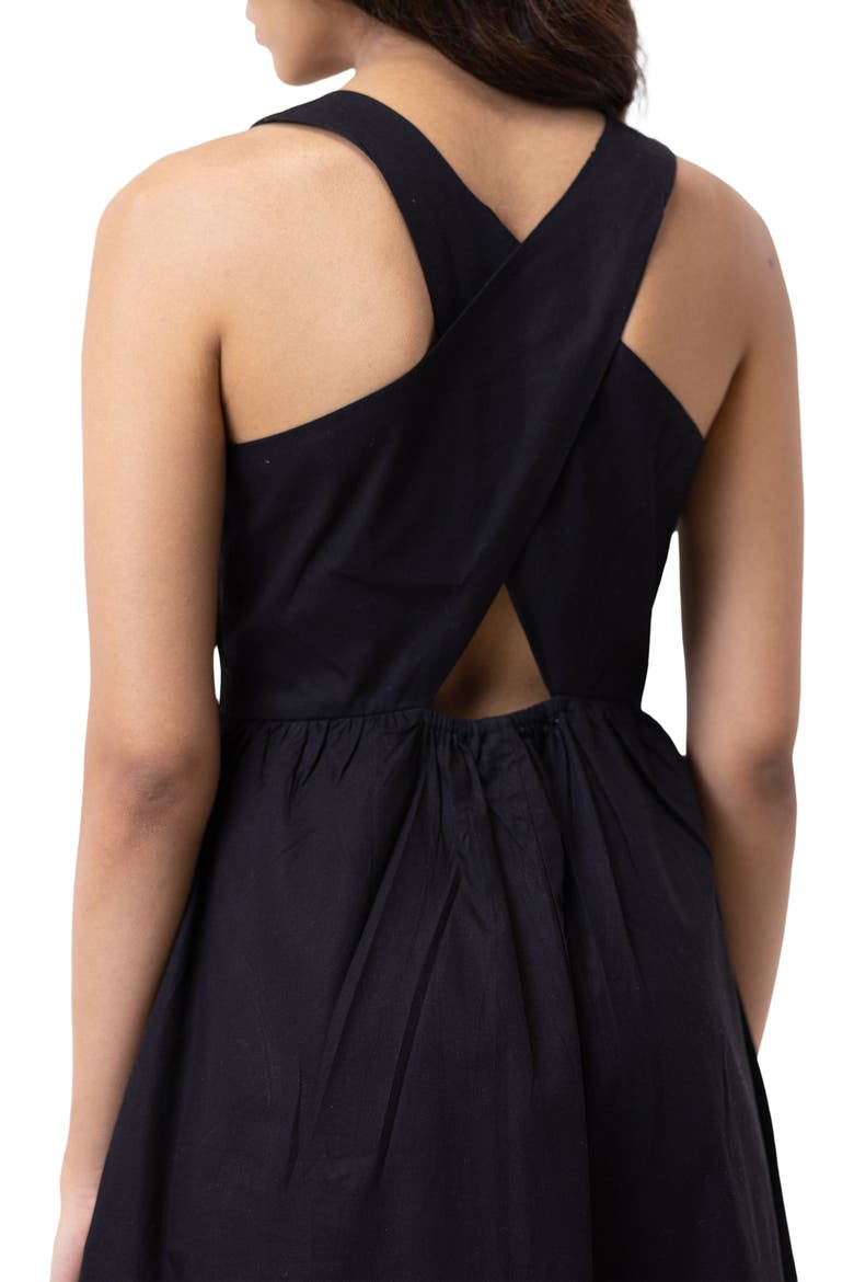 Cross-back Midi Dress, Alternate, color, Black