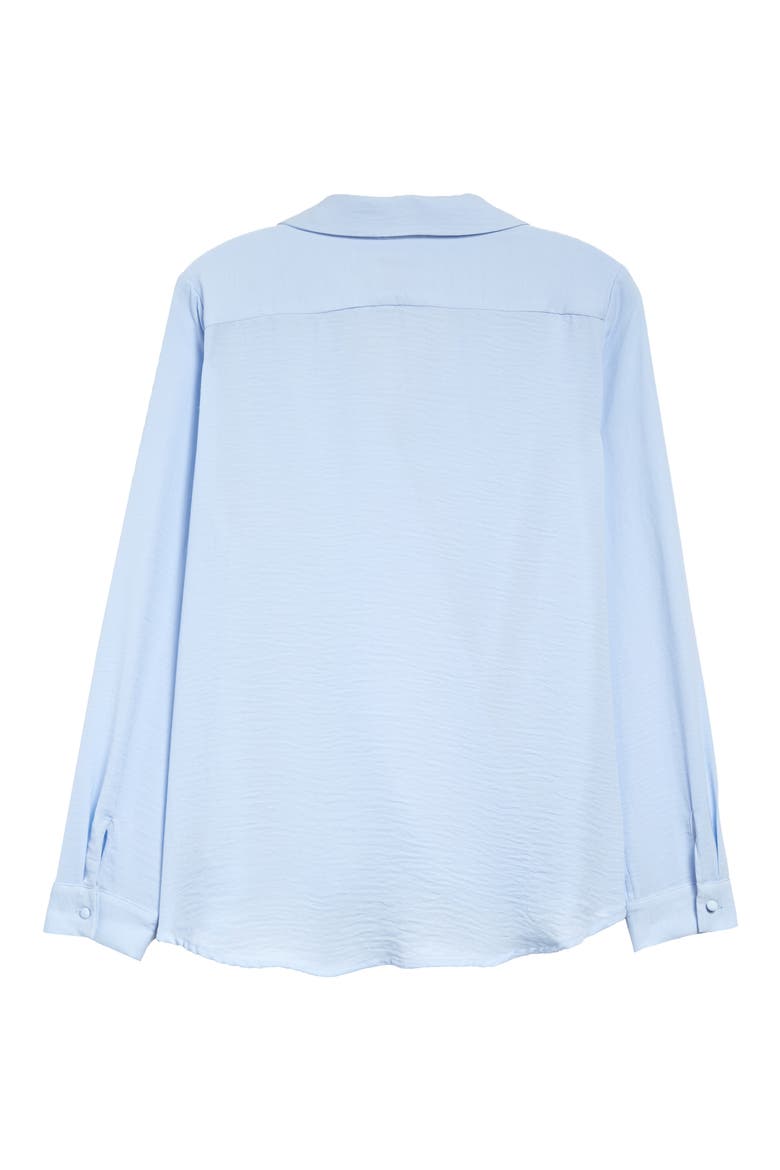 Wrap Front Rumple Twill Blouse, Alternate, color, BLUE BIRD