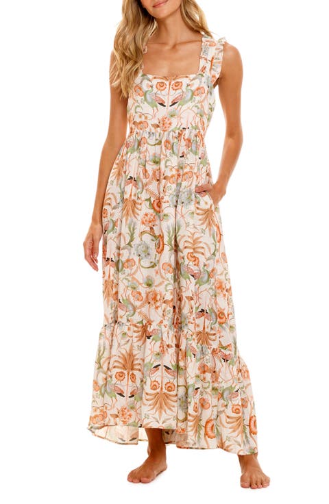 Mika Peach Jungle Linen Nightgown