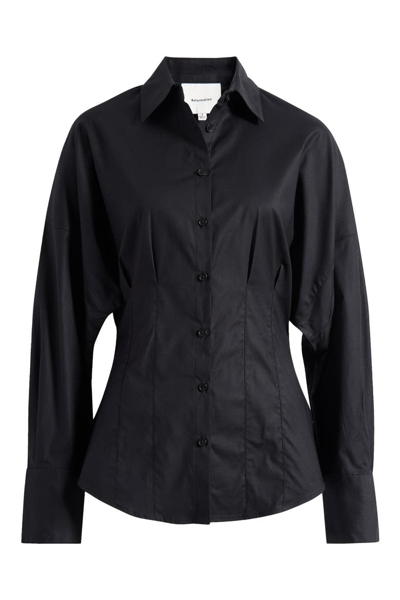 Vanta Stretch Poplin Button-Up Shirt, Alternate, color, BLACK