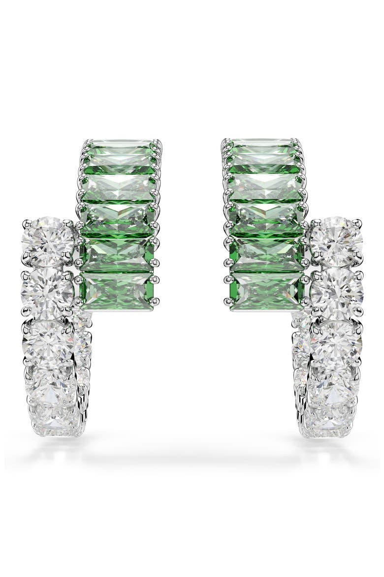 Matrix Hoop Earrings, Alternate, color, RHODIUM/ GREEN