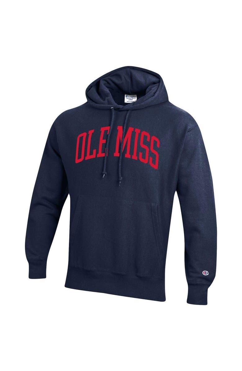 Champion Men's Champion Navy Ole Miss Rebels Team Arch Reverse Weave Pullover Hoodie, Alternate, color, Navy