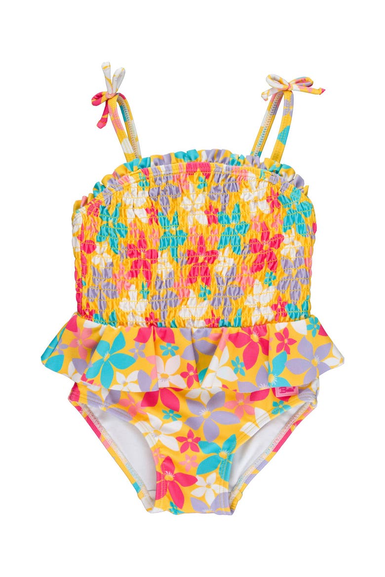 Baby Girls UPF50+ Peplum Smocked Bodice One Piece, Main, color, Endless Summer Floral