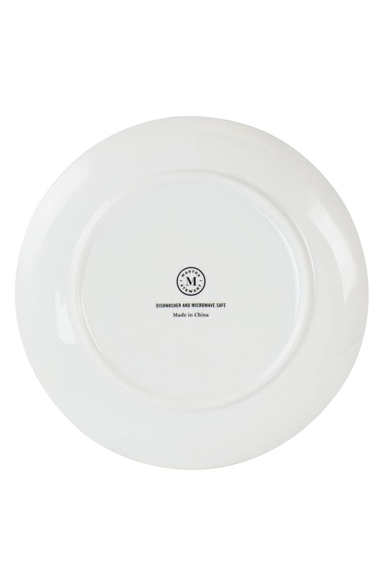 MARTHA STEWART 8 Inch Fine Ceramic 6 Piece Floral Decorated Dessert Plate Set, Alternate, color, White