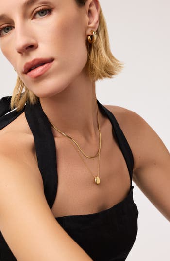 ana luisa ネックレス チェーン 14K PEBBLE MINI MARBLE BLUE Gold Statement Necklace - Pebble Mini Marble Blue | Ana