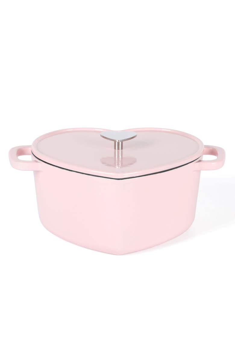 Heart-Shaped 4-Quart Enameled Cast Iron Dutch Oven, Main, color, Pink