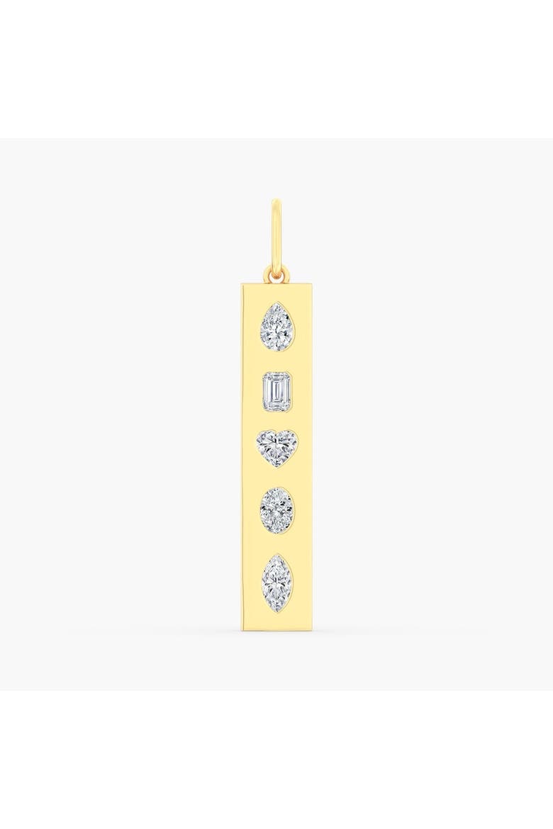 Multi-Shape Inlay Bar Lab Diamond Charm in 14K, Main, color, Yellow Gold