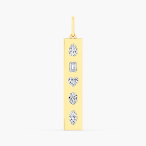 Multi-Shape Inlay Bar Lab Diamond Charm in 14K