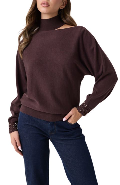 Romina Rhinestone Turtleneck Sweater