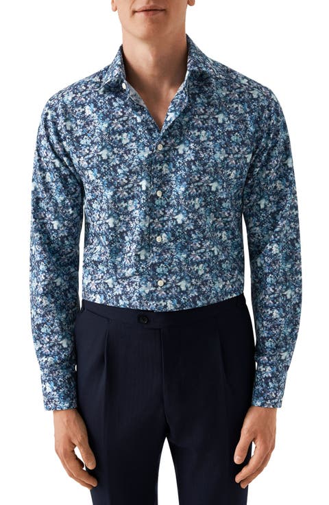 Slim Fit Floral Cotton Dress Shirt
