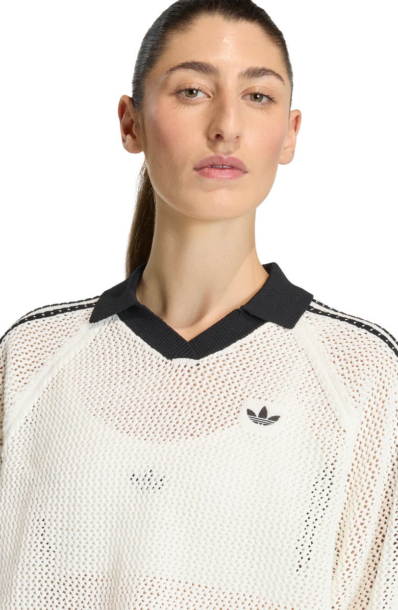 adidas Originals Open Stitch Polo Sweater, Alternate, color, Off White