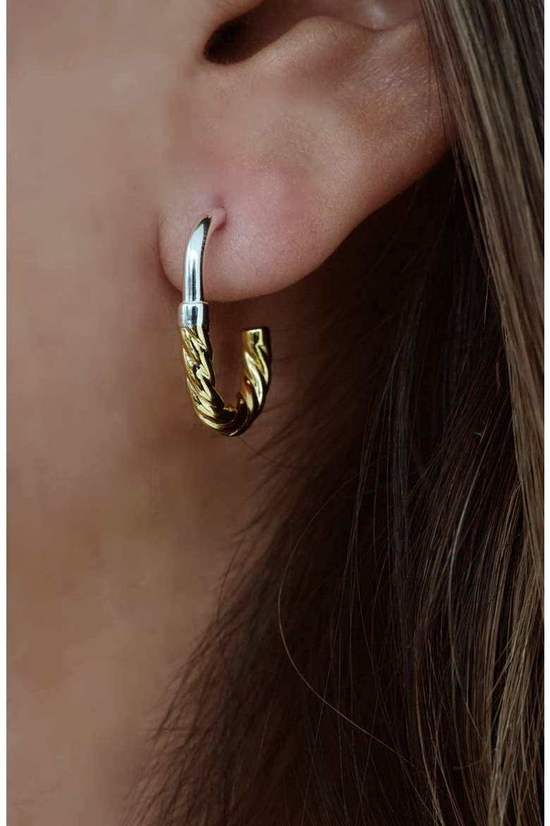 Textured Hoop Earrings, Alternate, color, GOLD/ SILVER