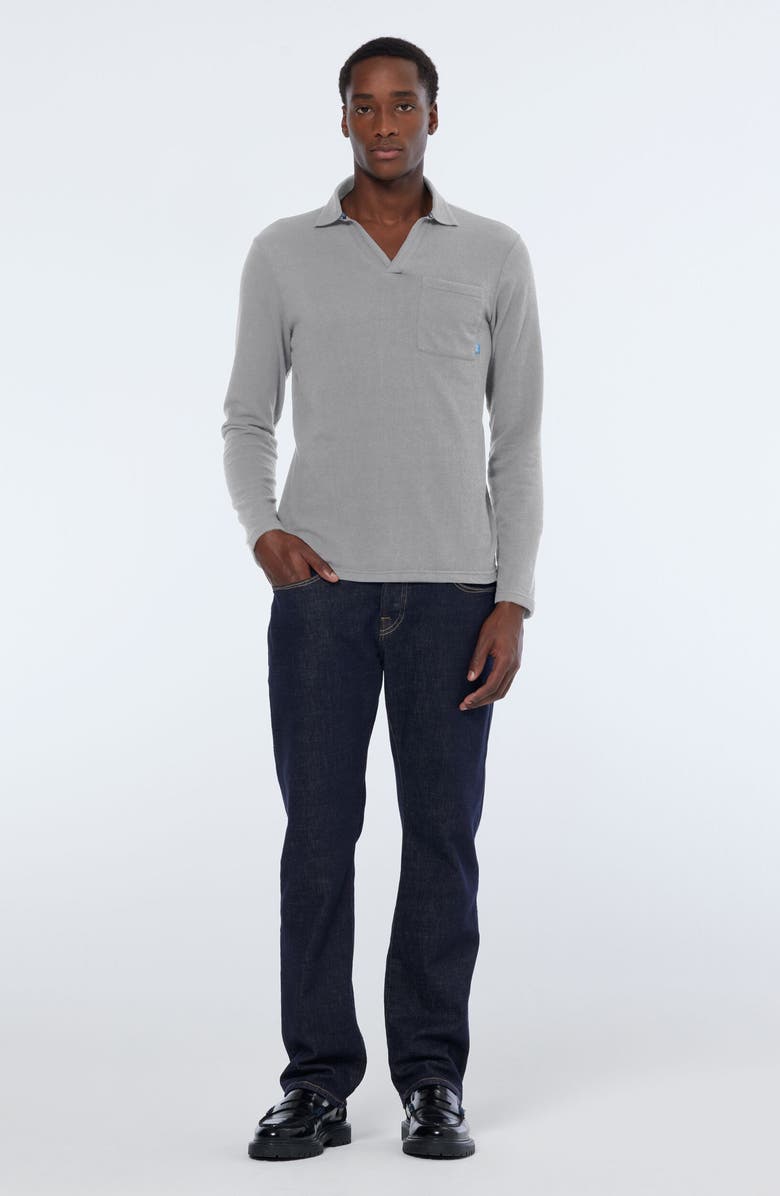 Scotch & Soda Relaxed Fit Long Sleeve Cotton Johnny Collar Polo, Alternate, color,