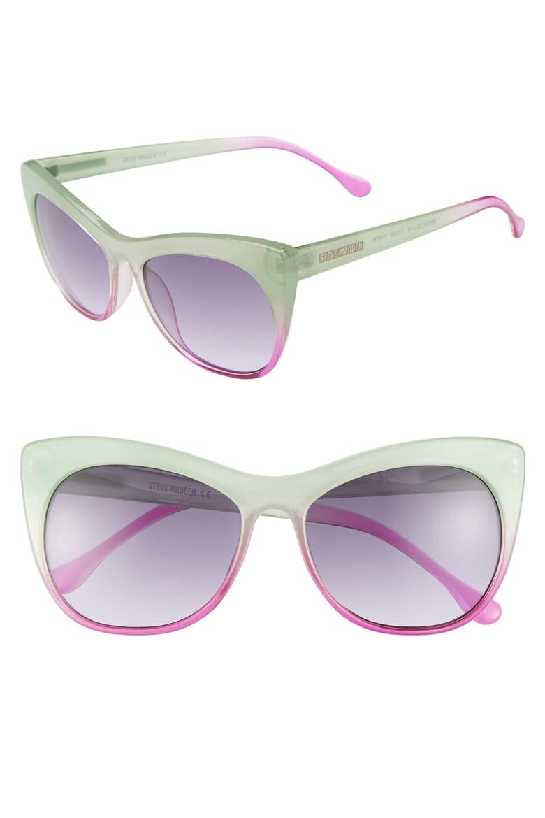 55mm Cat Eye Sunglasses, Main, color, OMBRE GREEN
