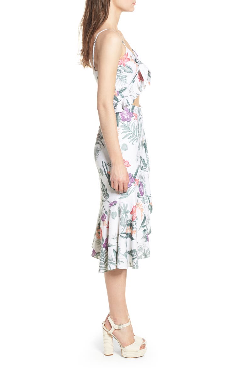 Mahari Cutout Midi Dress, Alternate, color, IVORY TROPICAL