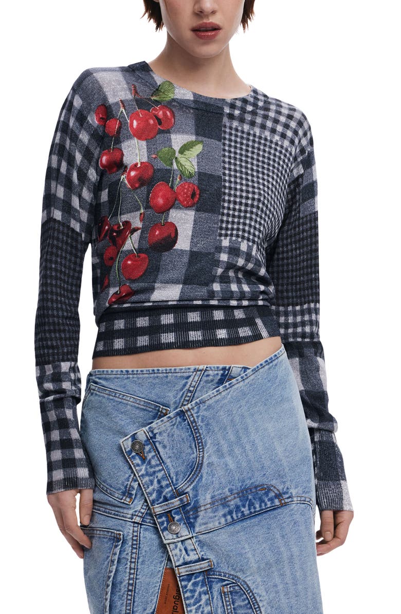 Desigual Crop Sweater, Main, color, 