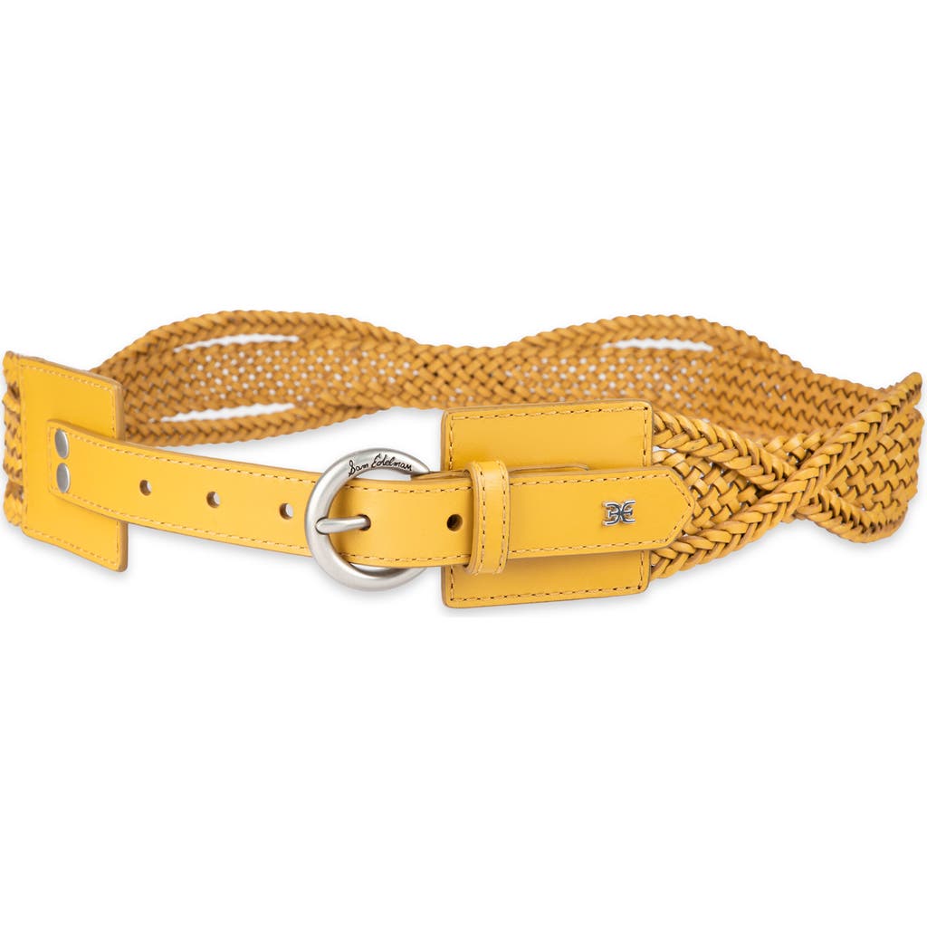 Sam Edelman Twist Braided Leather Belt In Yellow