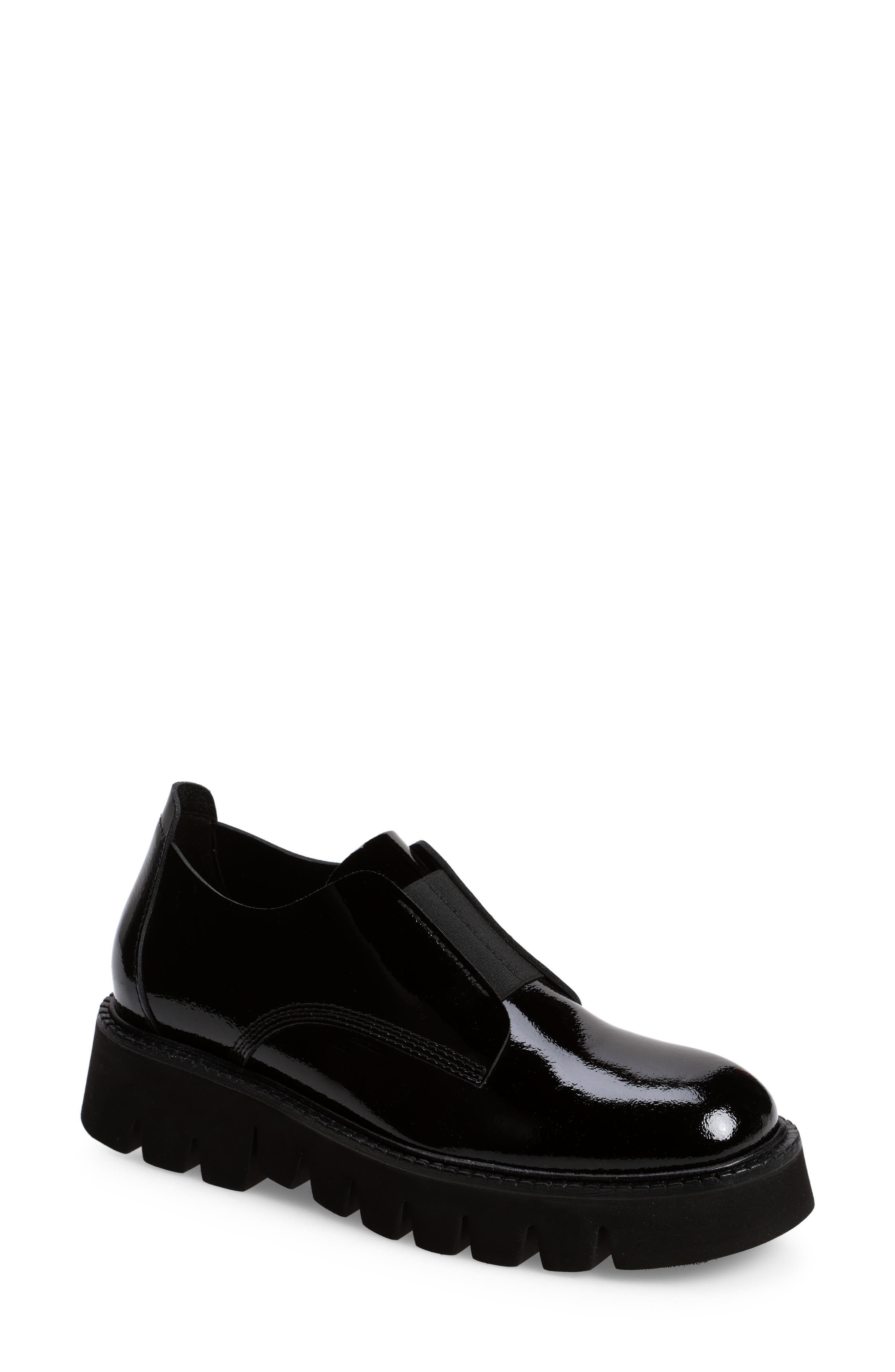 Pedro Garcia Silvia Water Resistant Platform Loafer in Black Castoro Naplack 